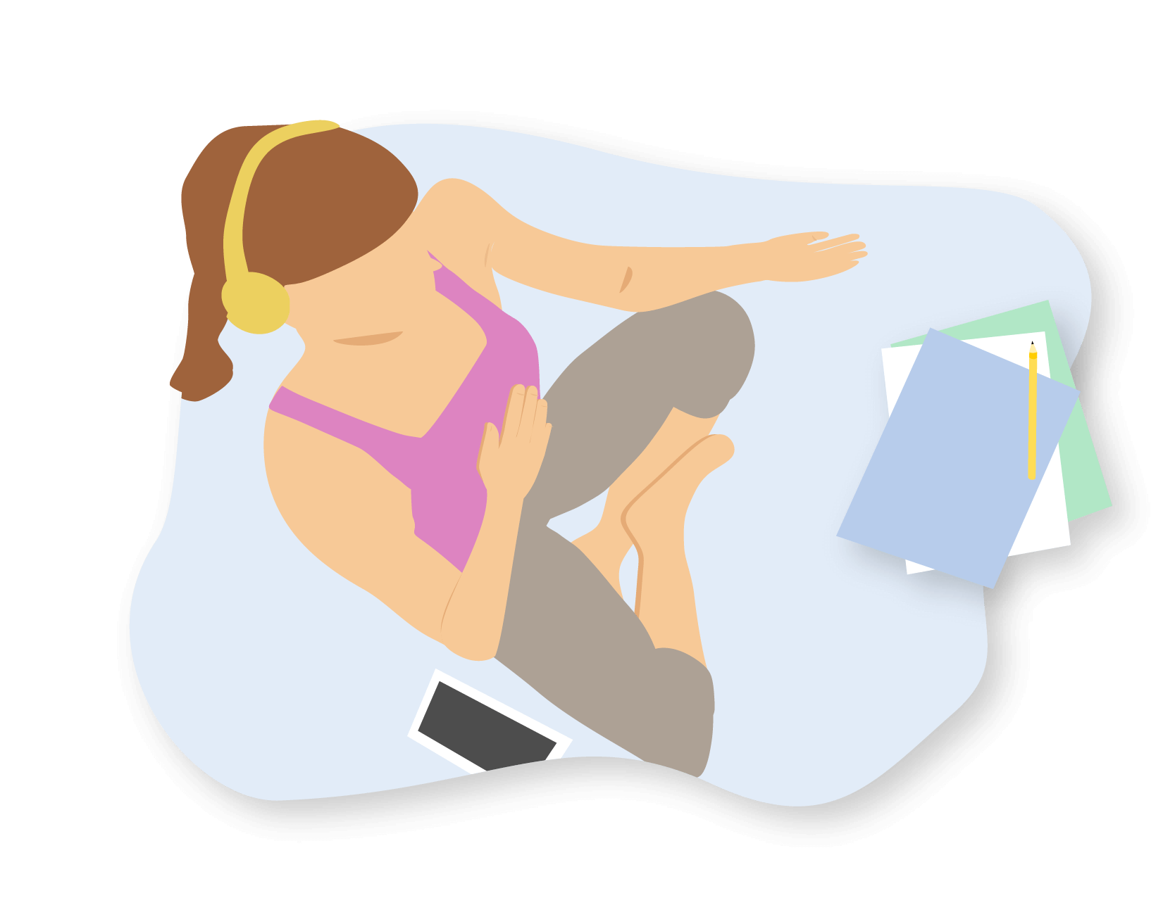 Illustration of a young person practising deep breathing